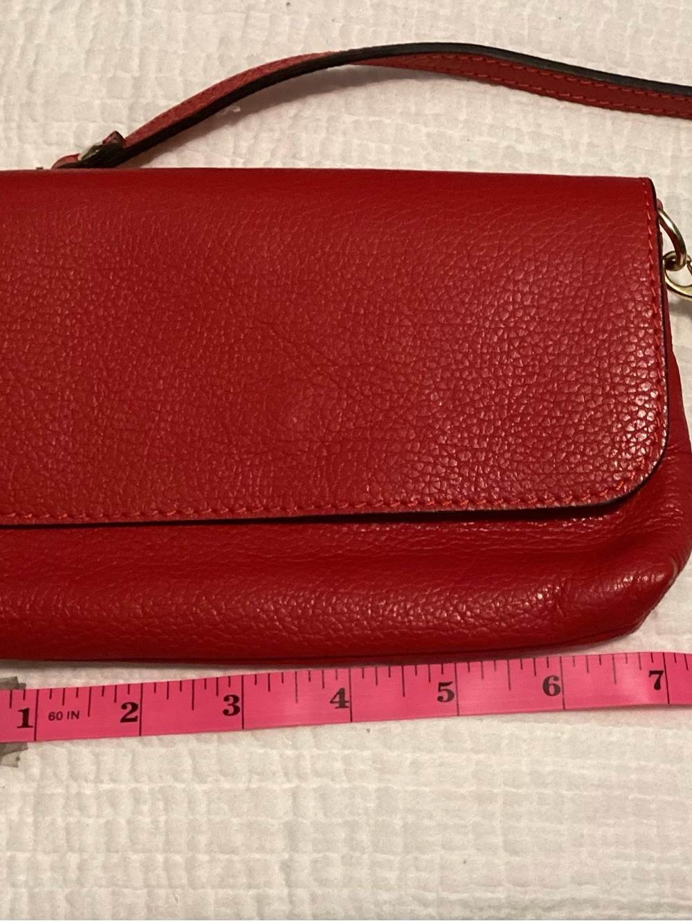 Foldover Bagette mini purse with Strap Red leather bag Italy